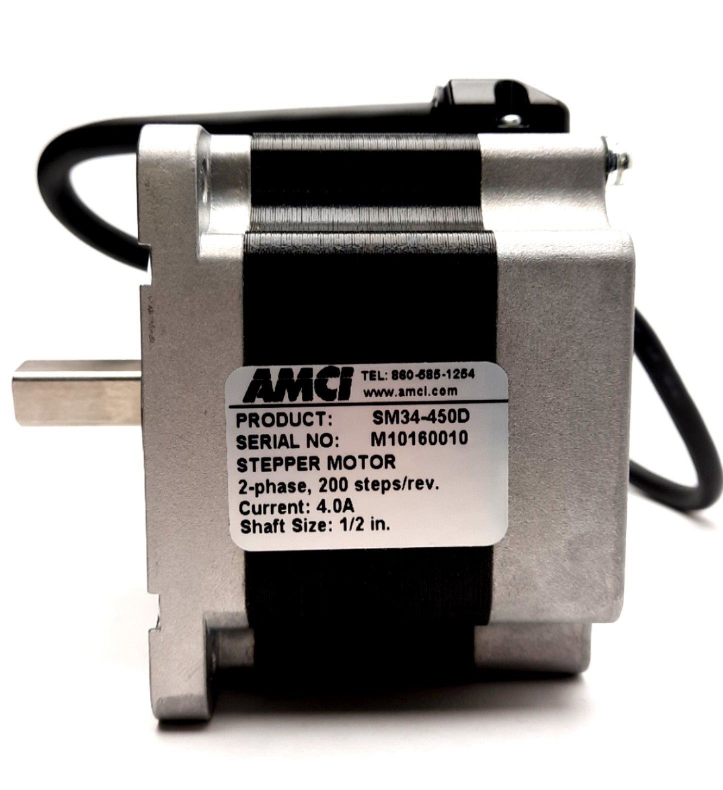 New AMCI SM34-450D Stepper Motor, 2-Phase, 200 Steps, 4.0A, 1/2" Shaft, NEMA34