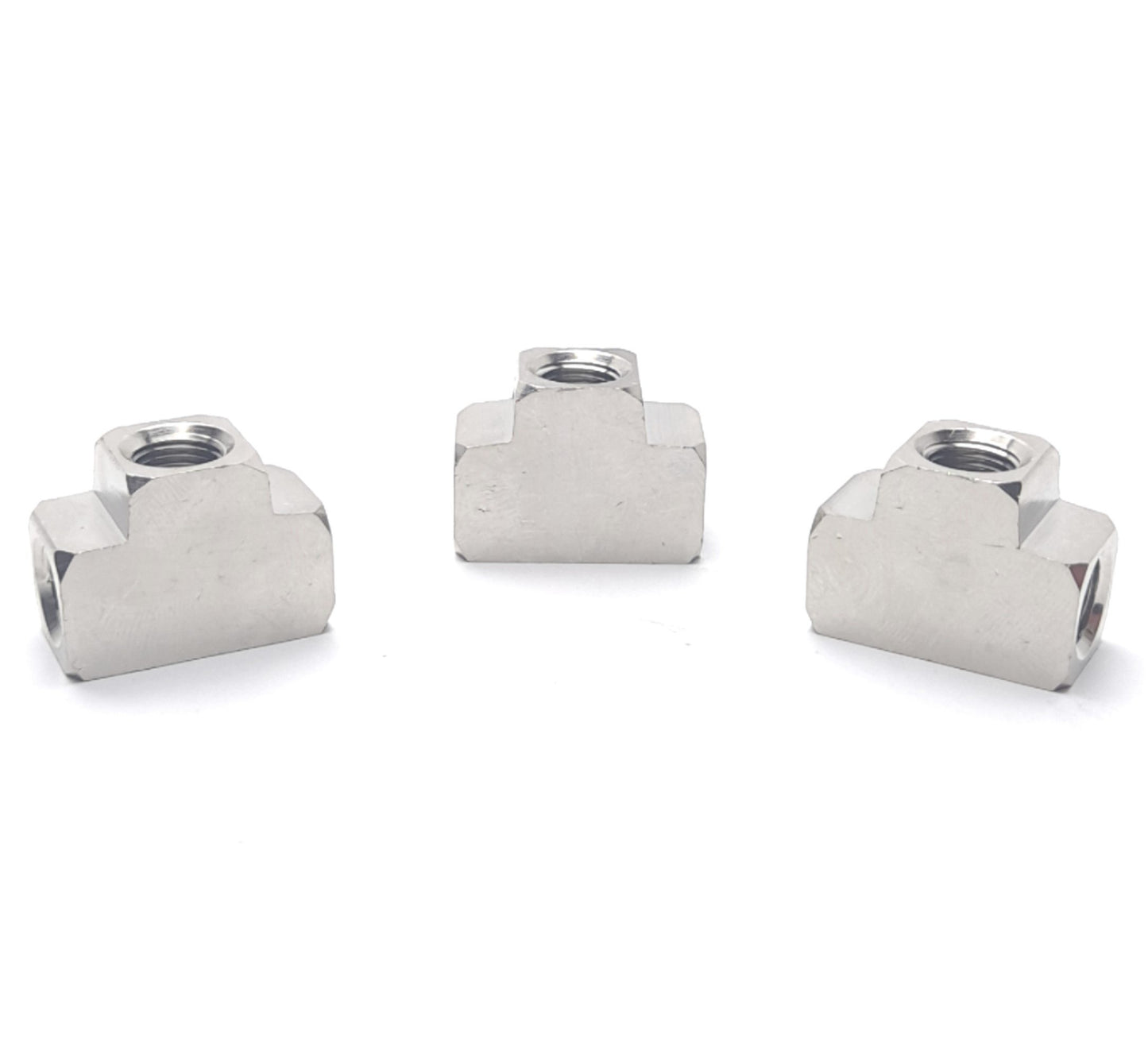 Used Lot of 3 Polyconn PC101NB-4 Pipe Union Tee, 1/4" Fitting, FNPT, 1000PSI Rating