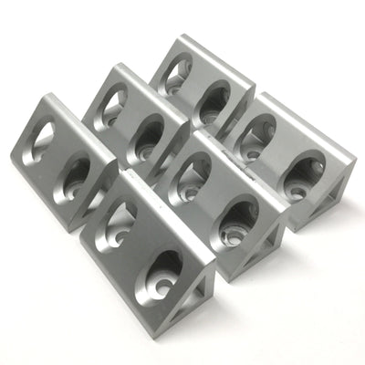 Used Lot of 6 80/20 4334 Aluminum Wide Gusseted 4-Hole Inside Corner Bracket 15 Ser