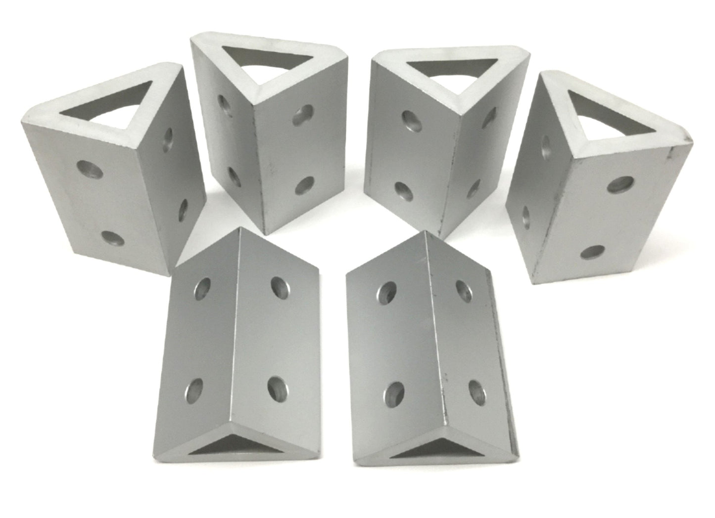 Used Lot of 6 80/20 4334 Aluminum Wide Gusseted 4-Hole Inside Corner Bracket 15 Ser