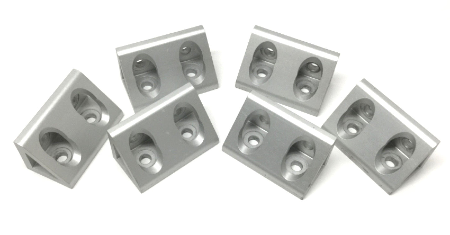 Used Lot of 6 80/20 4334 Aluminum Wide Gusseted 4-Hole Inside Corner Bracket 15 Ser