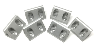 Used Lot of 6 80/20 4334 Aluminum Wide Gusseted 4-Hole Inside Corner Bracket 15 Ser