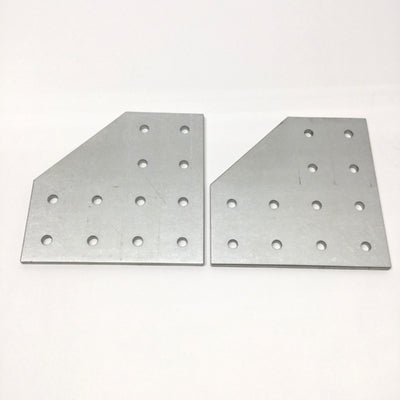 Used Lot of 2 80/20 4328 Aluminum 90° Angled Flat Plate, 6" x 6", 12-Hole, 15 Series