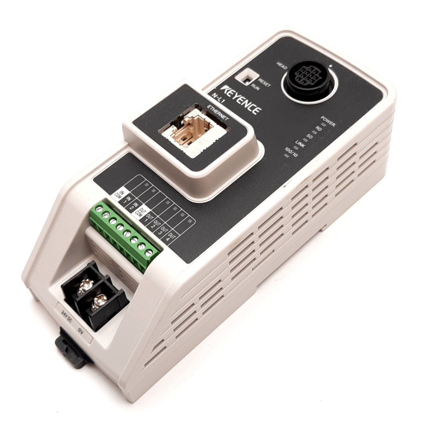 Used Keyence N-L1 Communication Unit, Ethernet Interface, 2x Inputs 4x Outputs, 24VDC