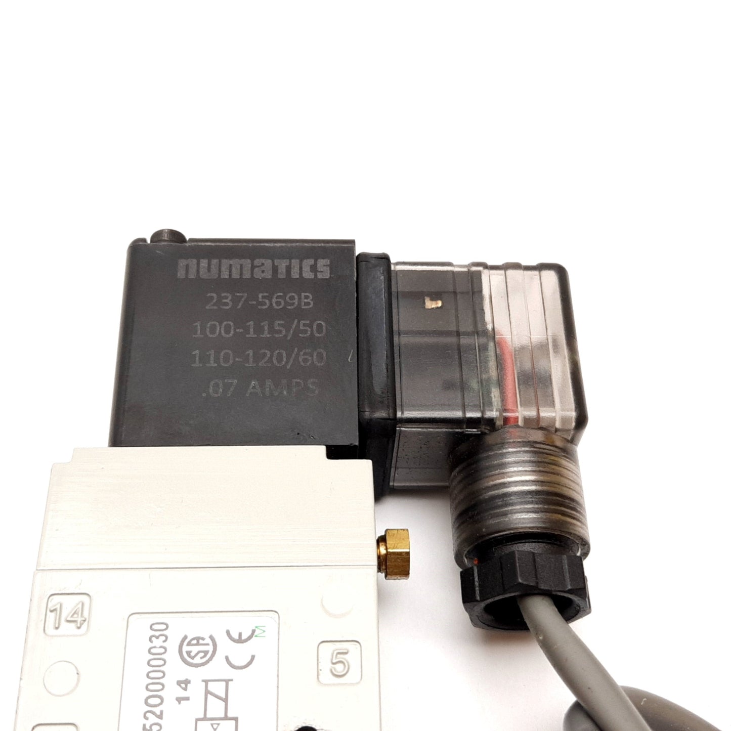 Used Numatics L11BA452O000030 Solenoid Valve, 2-Position 5-Port 100-120VAC 1/8" NPT