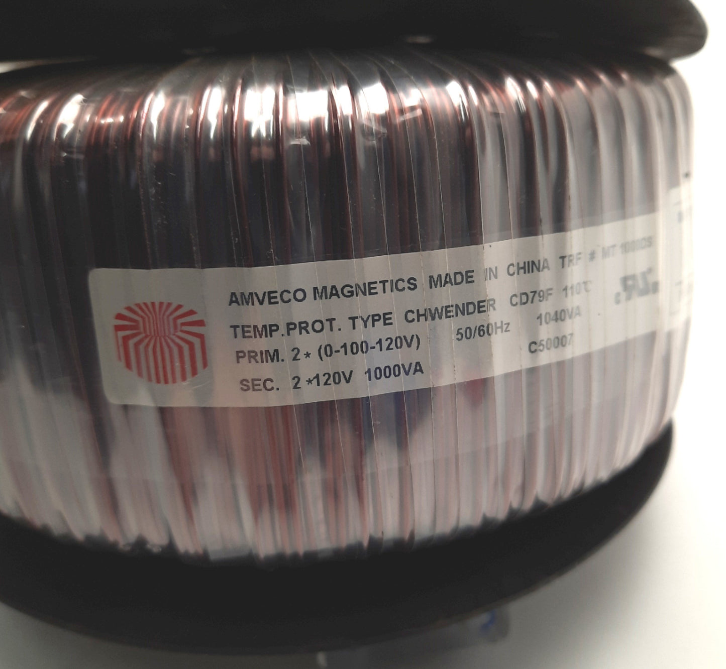 Used Amveco MT1000DS Medical Toroidal Transformer, 120V Primary, 120V 2ndary, 1040VA