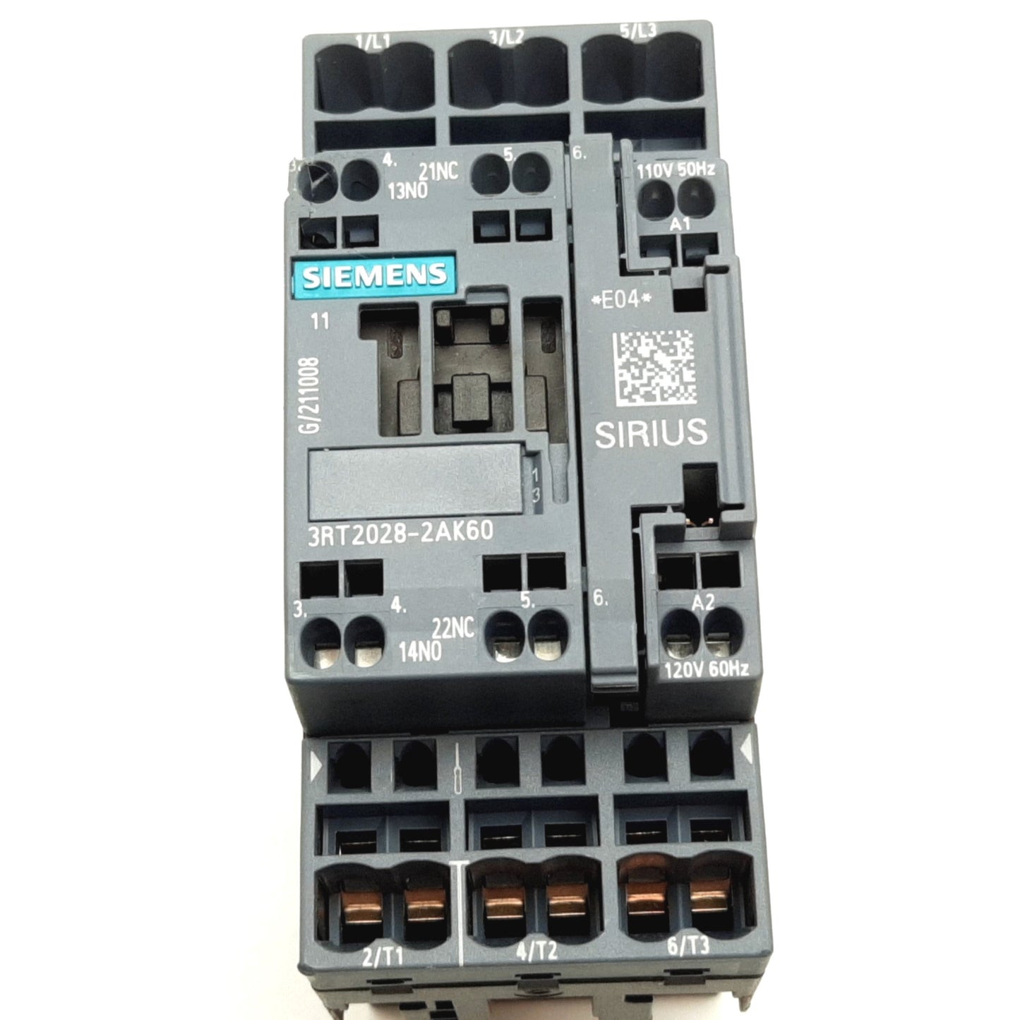New – Open box Siemens 3RT2028-2AK60 Contactor, 3PST-NO, 110-120VAC Coil, 600VAC 38A Contacts