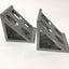 Used Lot of 2 Aluminum Extrusion Gusseted 8-Hole Inside Corner Bracket 3" x 3" x 3"