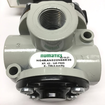New – Open box Numatics NG4BAN522N68E30 Vacuum Poppet Valve, 3-Port 2-Position, NC, 1/2" NPT