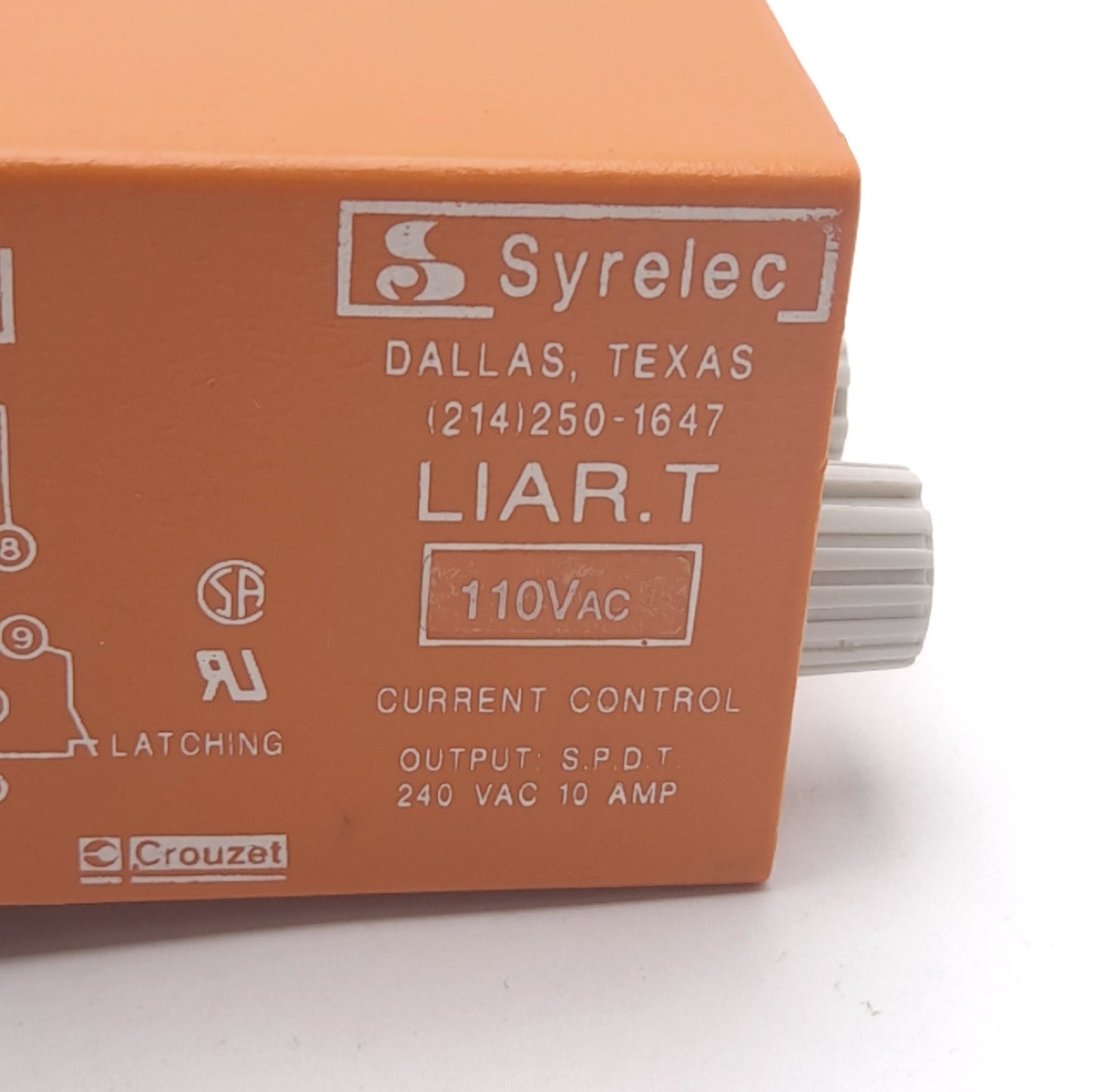 Used Crouzet LIAR.T-110VAC Current Control Relay, 110VAC Max Input, SPDT 10A Output