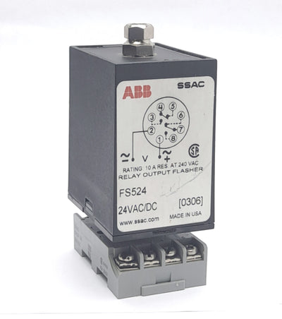 Used ABB FS524 SR2P-06 Relay Output Flasher Timer, DIN Rail Accessory, 24VAC/DC Input