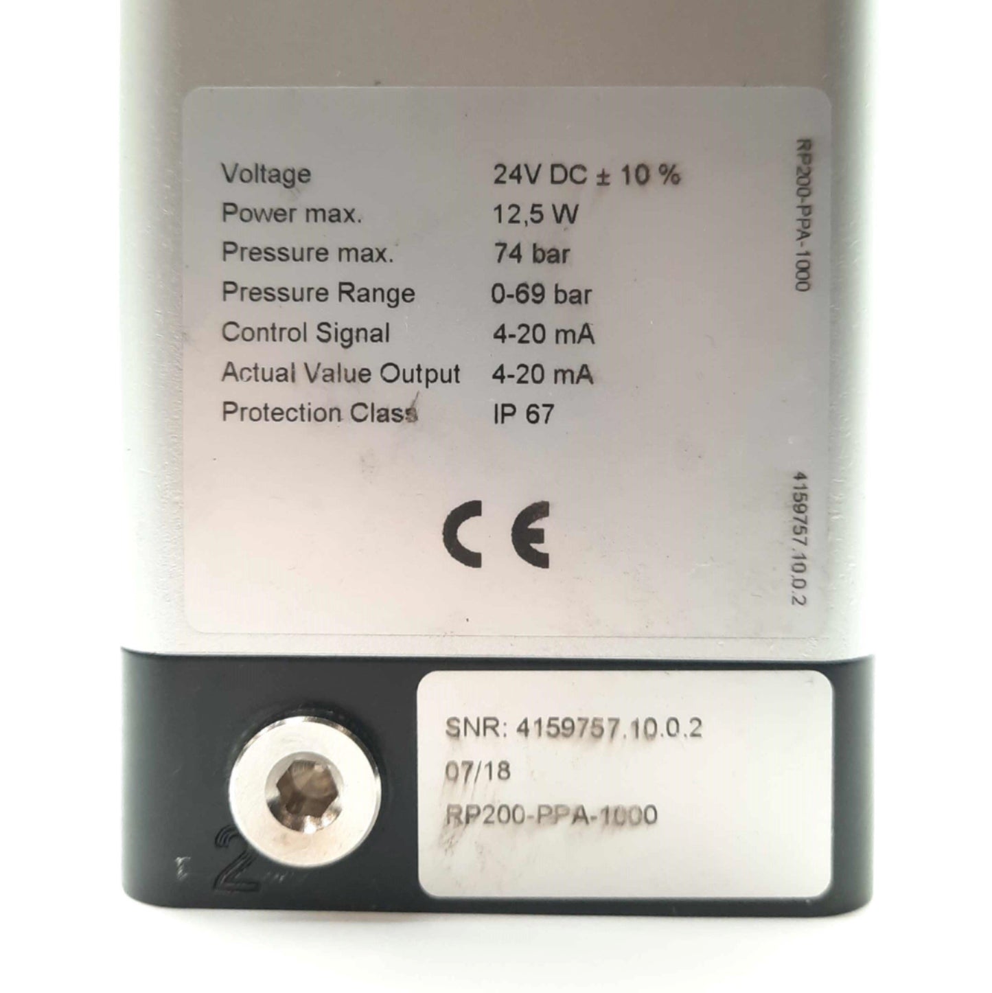 Used SPECKEN-DRUMAG RP200-PPA-1000 Proportional Pressure Regulator 69bar 4-20mA 24VDC