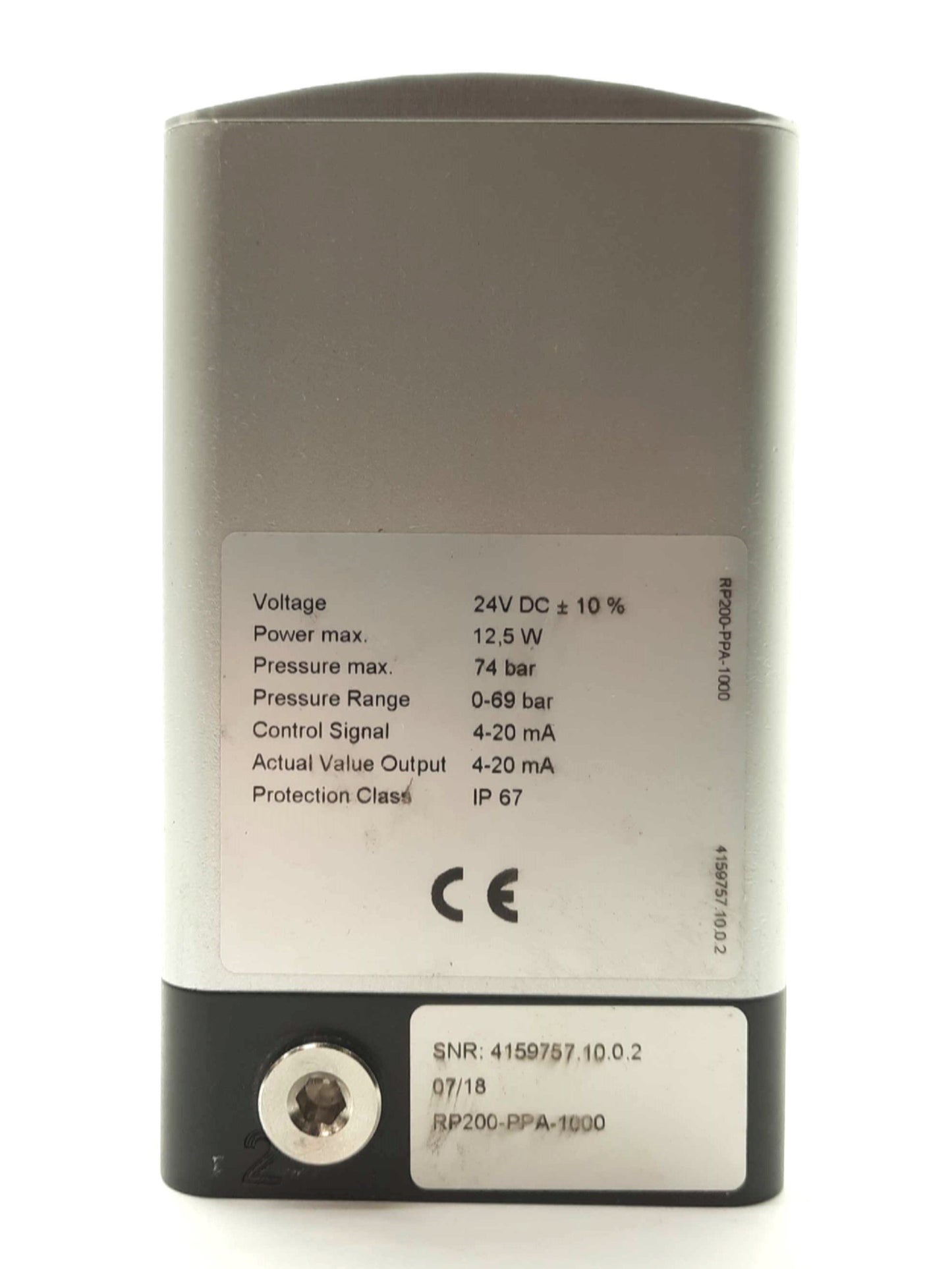 Used SPECKEN-DRUMAG RP200-PPA-1000 Proportional Pressure Regulator 69bar 4-20mA 24VDC