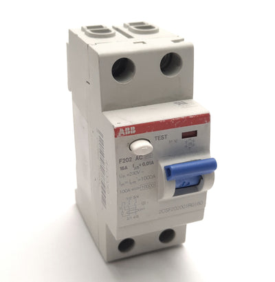 Used ABB 2CSF202001R0160 Residual Current Device, Rating: 230VAC 16A, DIN Rail Mount