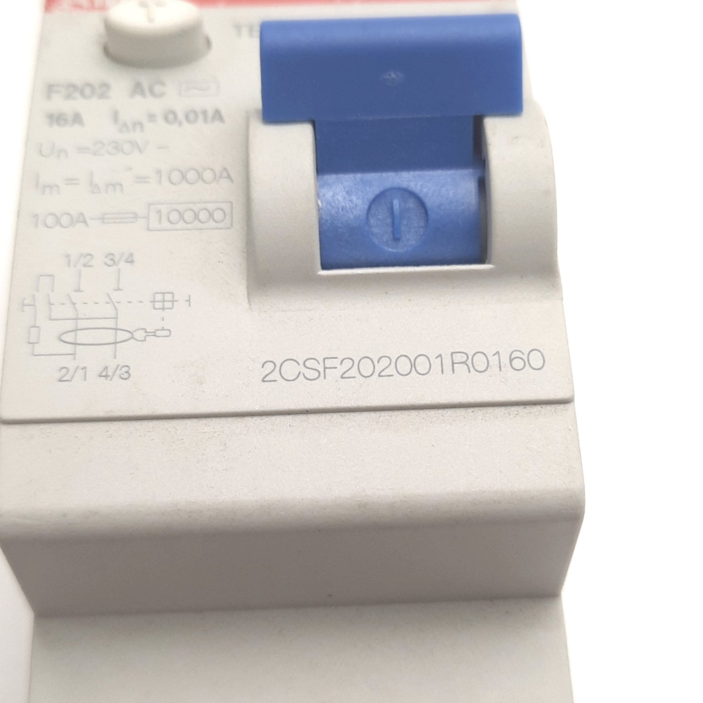 Used ABB 2CSF202001R0160 Residual Current Device, Rating: 230VAC 16A, DIN Rail Mount