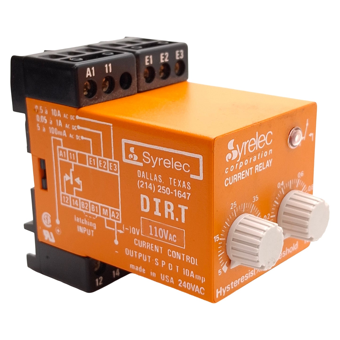 Used Crouzet DIR.T-110A Current Control Relay, 110VAC Max Input, SPDT 10A Output