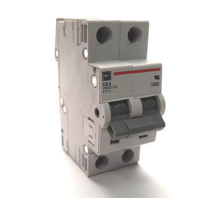 Used Cutler Hammer WMS2C00 Circuit Breaker, 2-Pole, Rating: 0.5A 415VAC, C-Curve