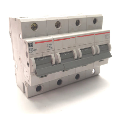 Used Cutler Hammer WMH4C80 Circuit Breaker 4-Pole, Rating: 415VAC 80A, DIN Rail Mount