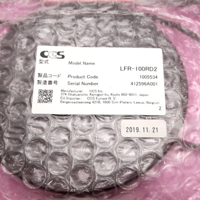 New CCS LFR-100RD2 Ring Light, Red 630nm, 24VDC 3.6W, ID: 33mm, OD: 102mm
