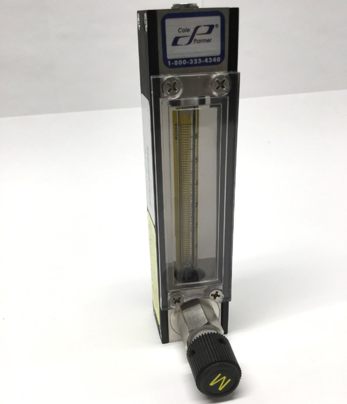 Used Cole-Parmer PMR1-011974 Masterflex Variable Area Flowmeter 65mm Scale w/ Valve