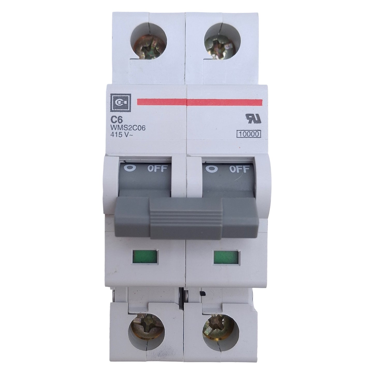 Used Lot of 2 Cutler Hammer WMS2C06 Circuit Breakers, 2-Pole, 415v AC, 6A, DIN Mount