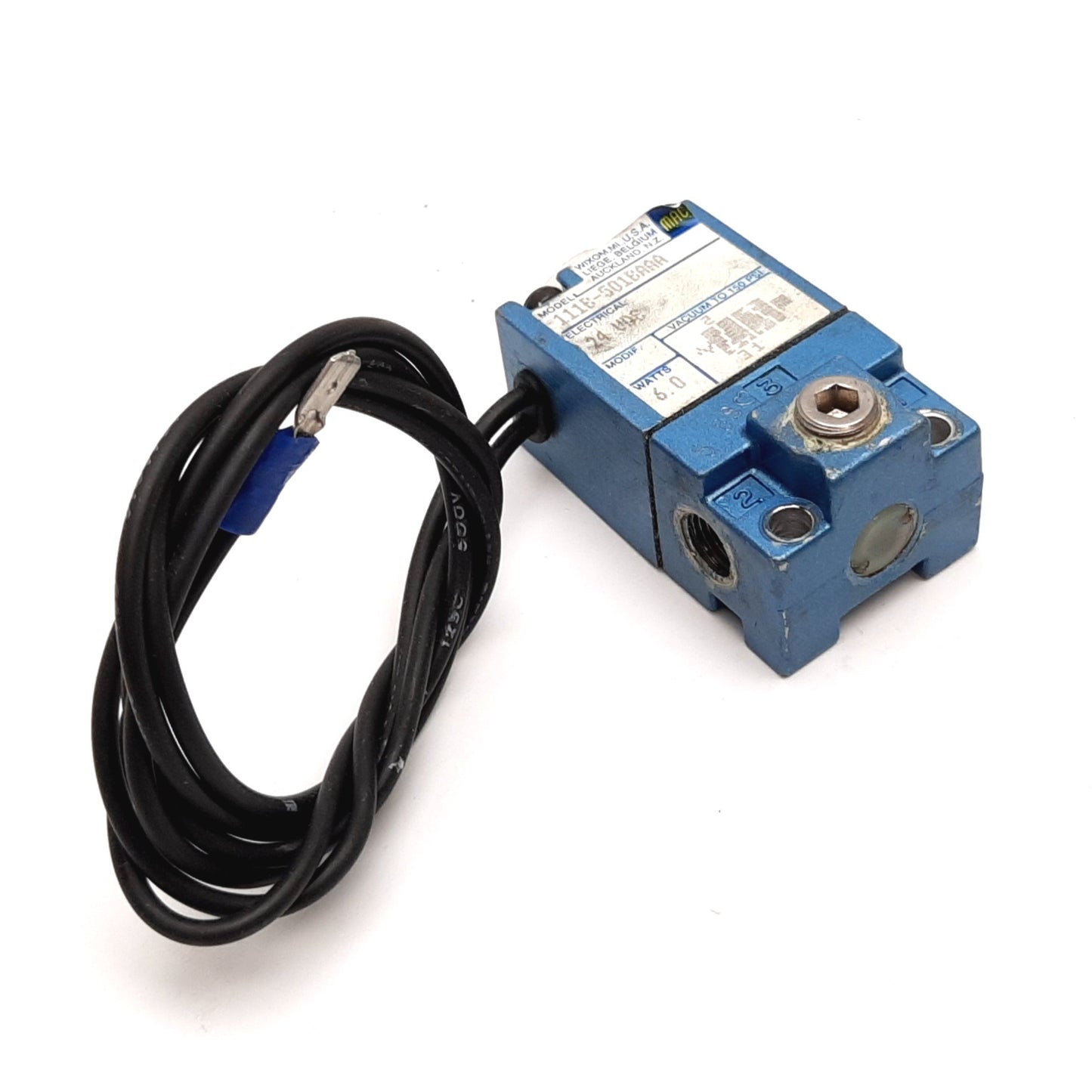 Used Mac 111B-501BAAA Solenoid Valve, 2-Position 3-Port, 24VDC, 150psi, 1/8" NPT