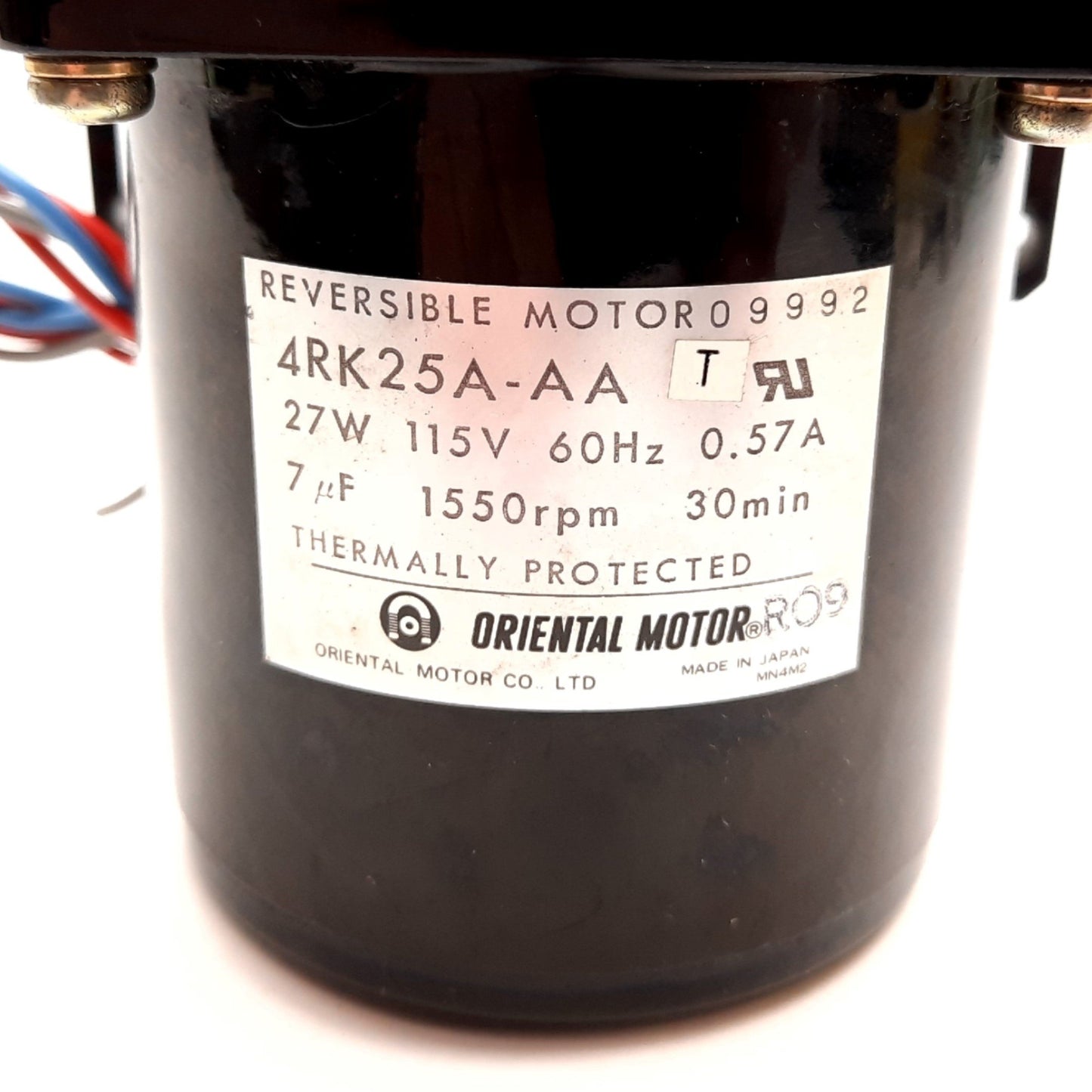 Used Oriental Motor 4RK25A-AA Reversible Motor, 115VAC 0.57A, 1550RPM, 8mm Shaft