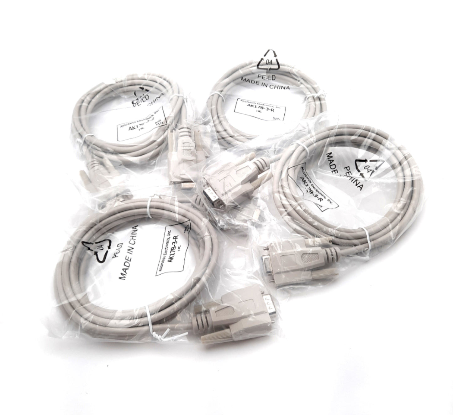 New Lot of 4 Assmann Electronics AK178-3 CABLE ASSY D Sub DB09 9 Pin Male to Female