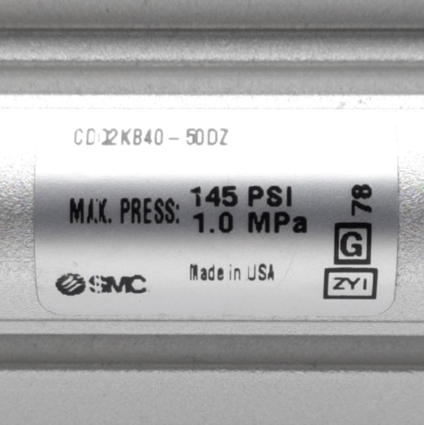 Used SMC CDQ2KB40-50DZ Compact Pneumatic Cylinder, 40mm Bore, 50mm Stroke, 1.0MPa Max