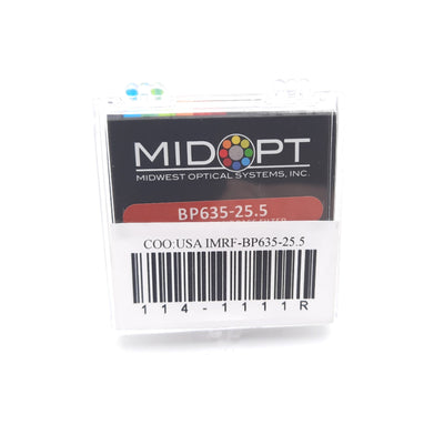 New Midopt BP635-25.5 Light Red Bandpass Filter 615-645nm LED/Laser Diode M25.5