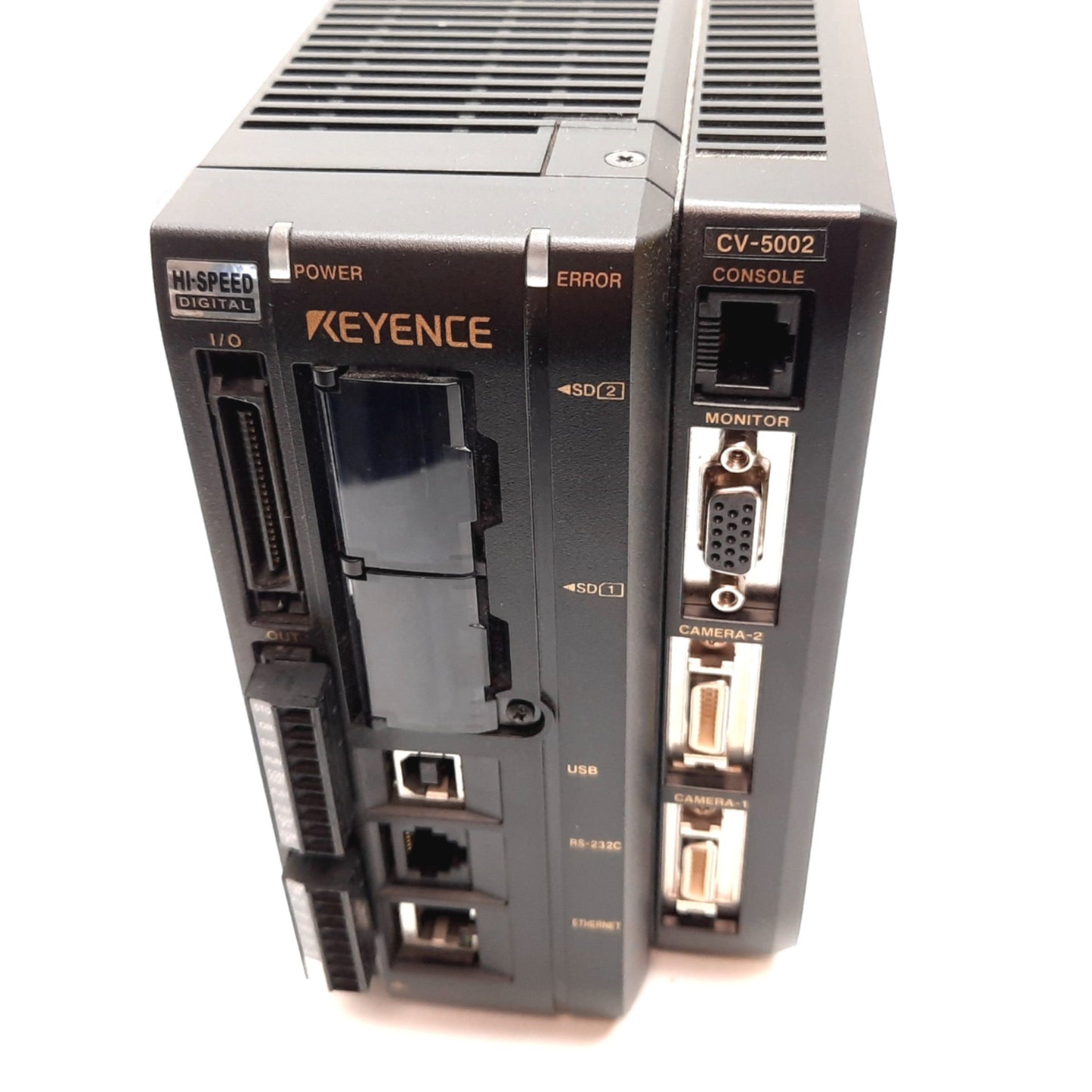 Used Keyence CV-5002 Digital Image Sensor/Controller, 2x Camera Inputs, 24VDC 2.2A