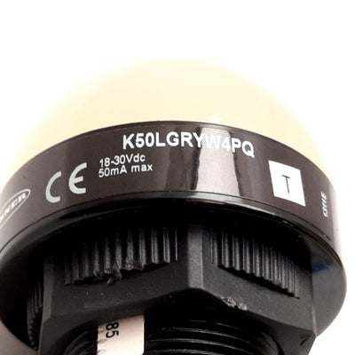 Used Banner K50LGRYW4PQ LED Indicator, Green Red Yellow White 18-30VDC *Damaged Mount
