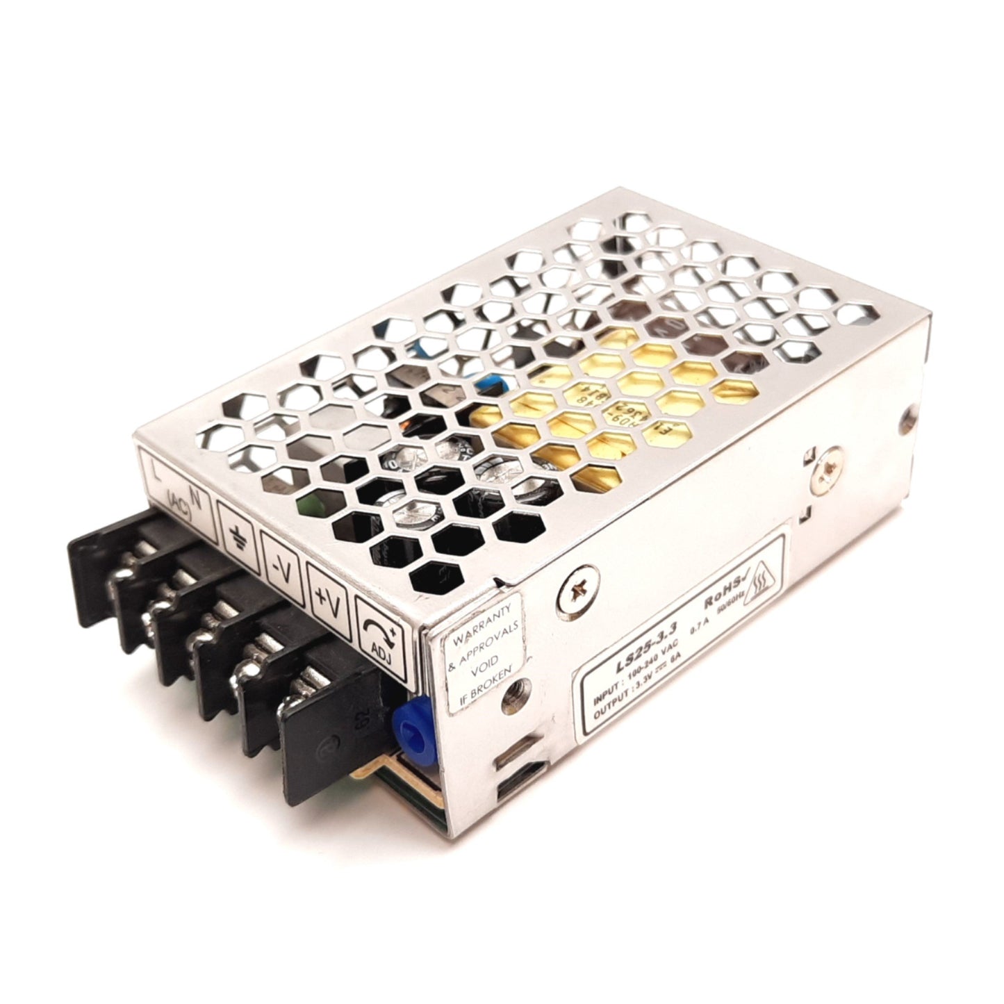 Used TDK-Lambda LS25-3.3 Power Supply, Input: 100-240VAC 0.7A, Output: 3.3VDC 6A