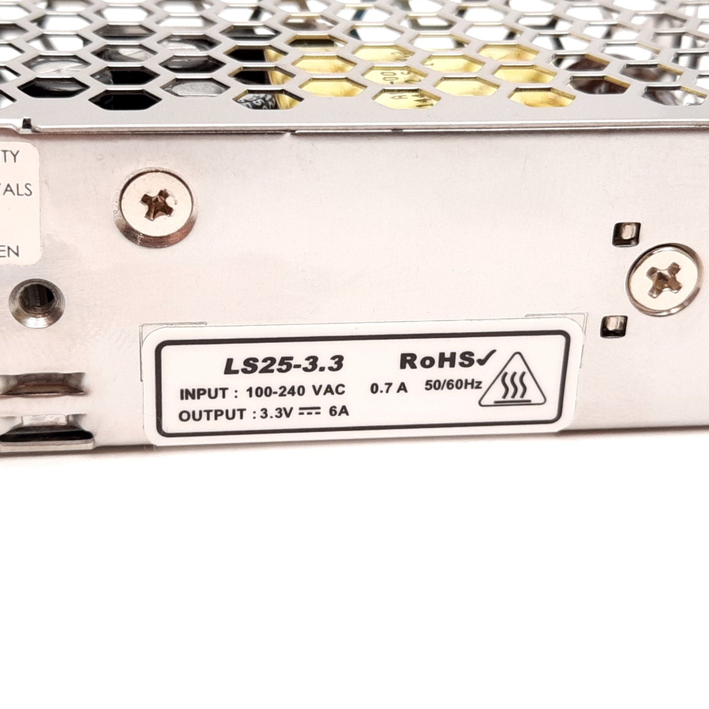 New TDK-Lambda LS25-3.3 Power Supply, In: 100-240VAC 0.7A 50/60Hz, Out: 3.3VDC 6A