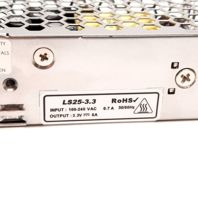 New TDK-Lambda LS25-3.3 Power Supply, In: 100-240VAC 0.7A 50/60Hz, Out: 3.3VDC 6A