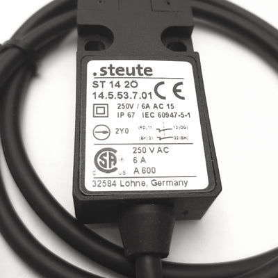 New – Open box .Stuete ST 14 20 / 14.5.53.7.01 Safety Switch, 2NC Contacts, 6A 250v AC, 2m