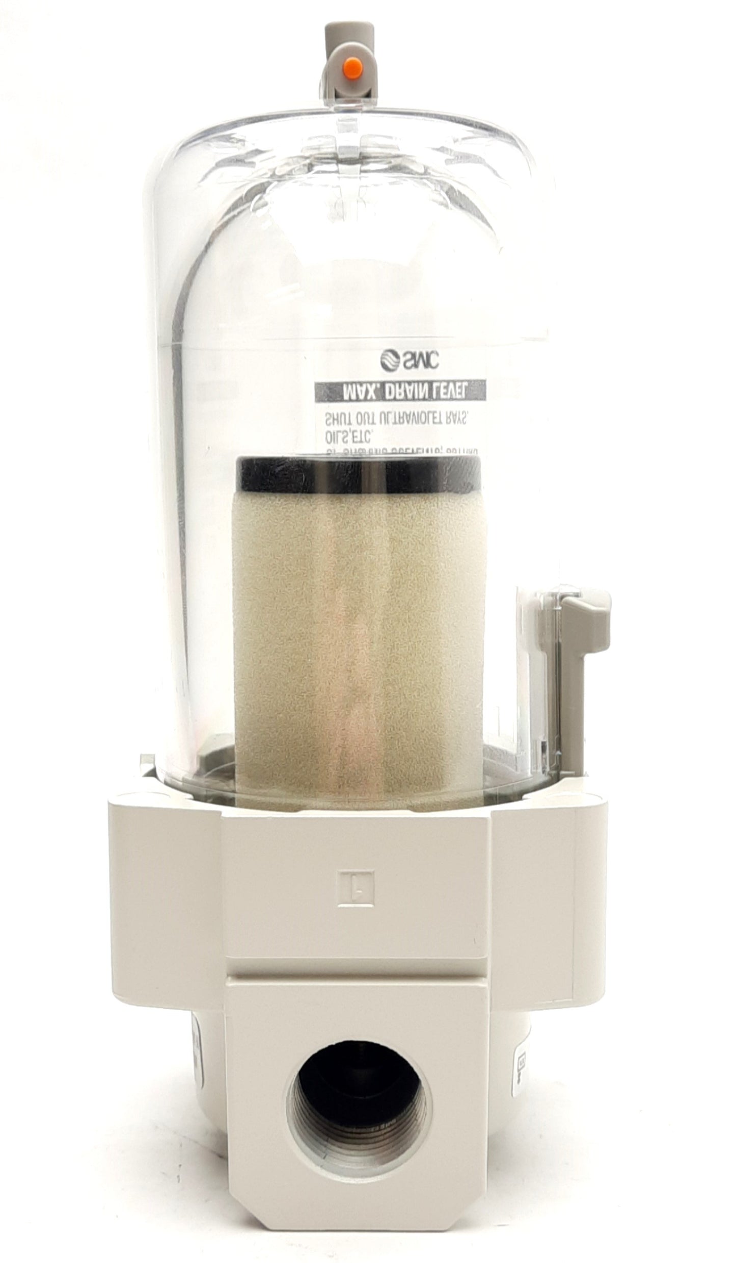 New SMC AFM40-N04-RZ-A Mist Filter/Separator, 1/2" NPT 150psi Max Right To Left Flow
