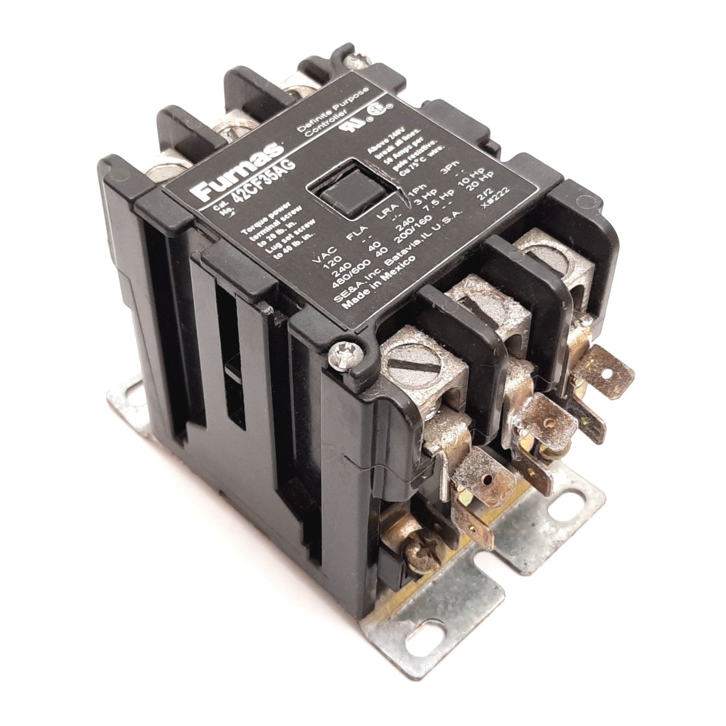 Used Furnas 42CF35AG Contactor, 3-Pole, Coil: 190-220/208-240VAC, Contact: 40A 600VAC