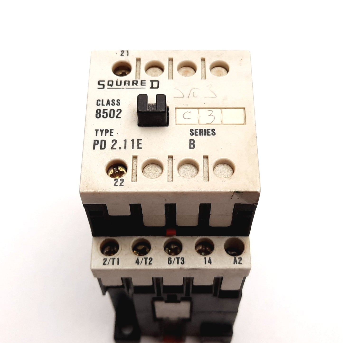 Used Square D 8502 PD2.10E Contactor, 3-Pole W/ N/O Aux, With PD2.11E Auxiliary Block