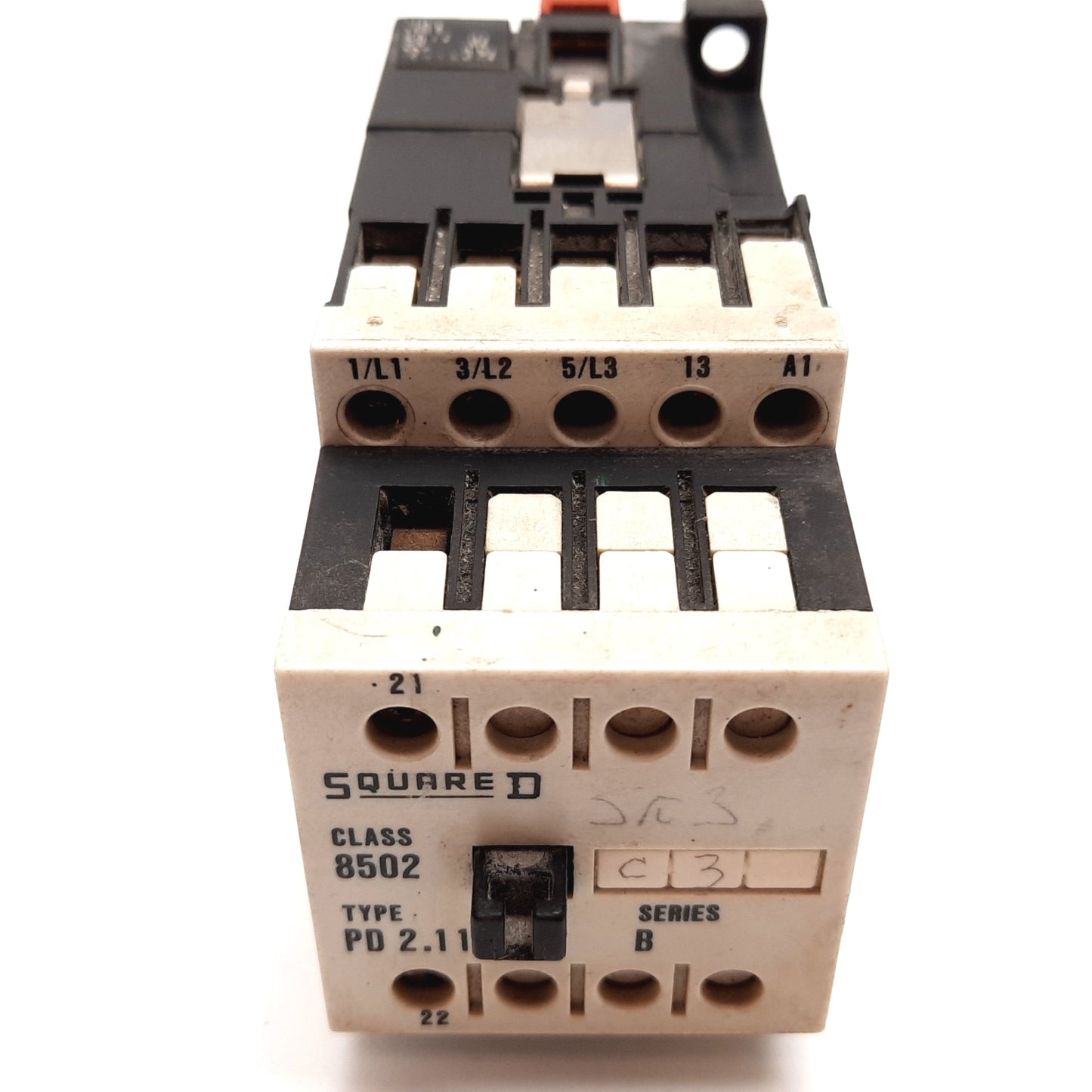 Used Square D 8502 PD2.10E Contactor, 3-Pole W/ N/O Aux, With PD2.11E Auxiliary Block