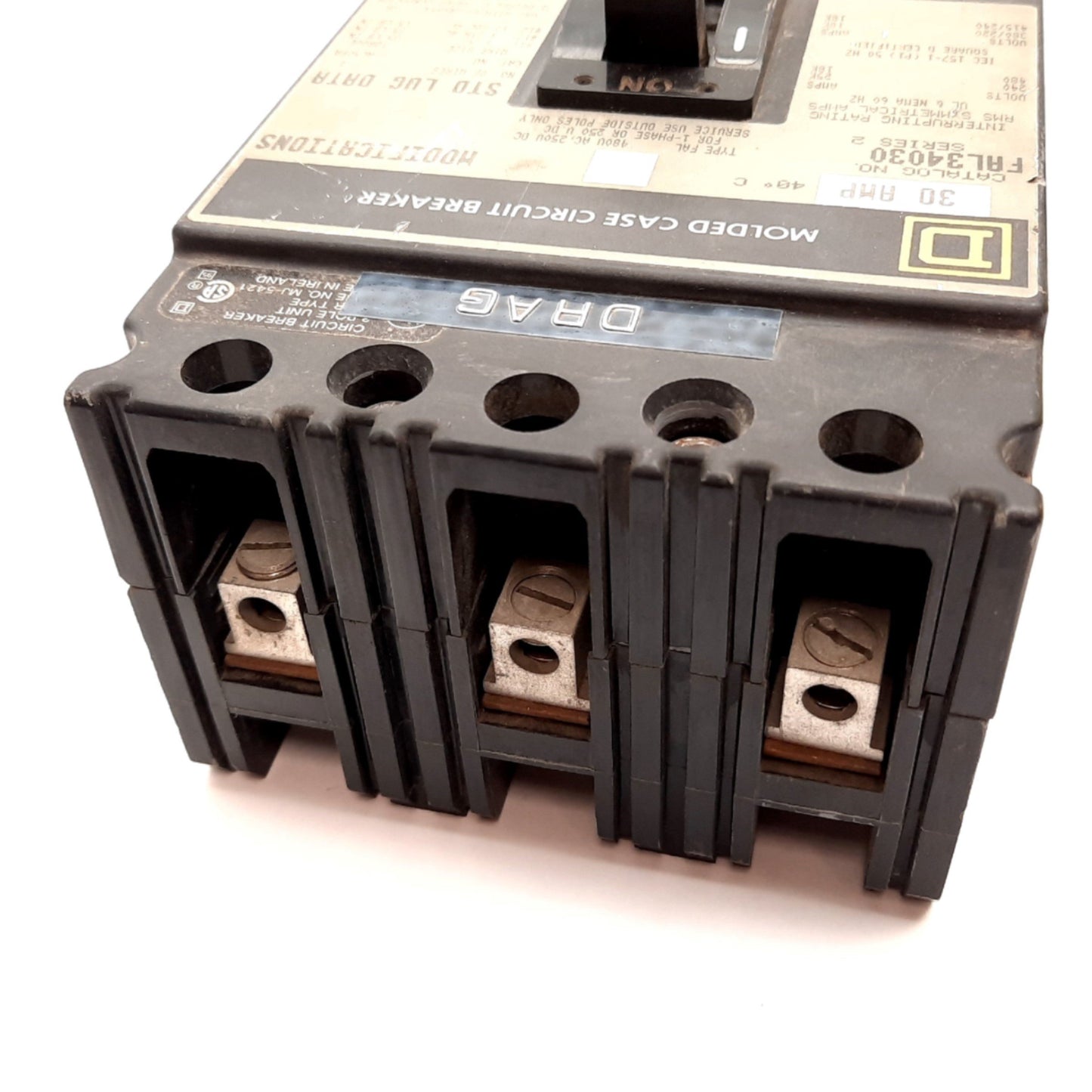 Used Square D FAL34030 Molded Case Circuit Breaker, 3-Pole, Rating: 30A 480VAC/250VDC