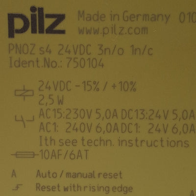 Used pilz PNOZ s4 24VDC 3n/o 1n/c Safety Relay, 2x Inputs, 3-Pole, NC Aux, 24VDC