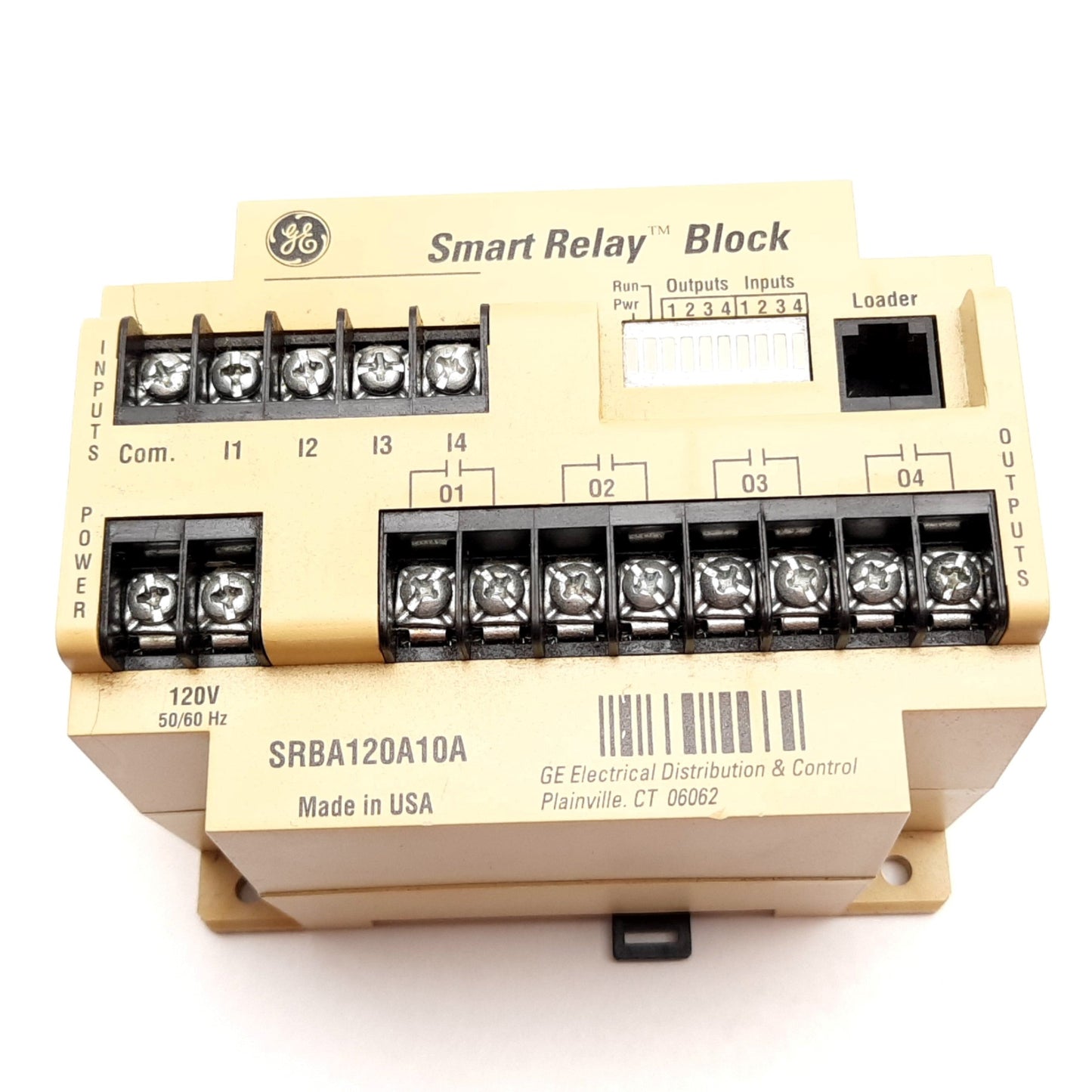 Used General Electric SRBA120A10A Smart Relay Block, Power: 120VAC, Motor: 1HP 120VAC