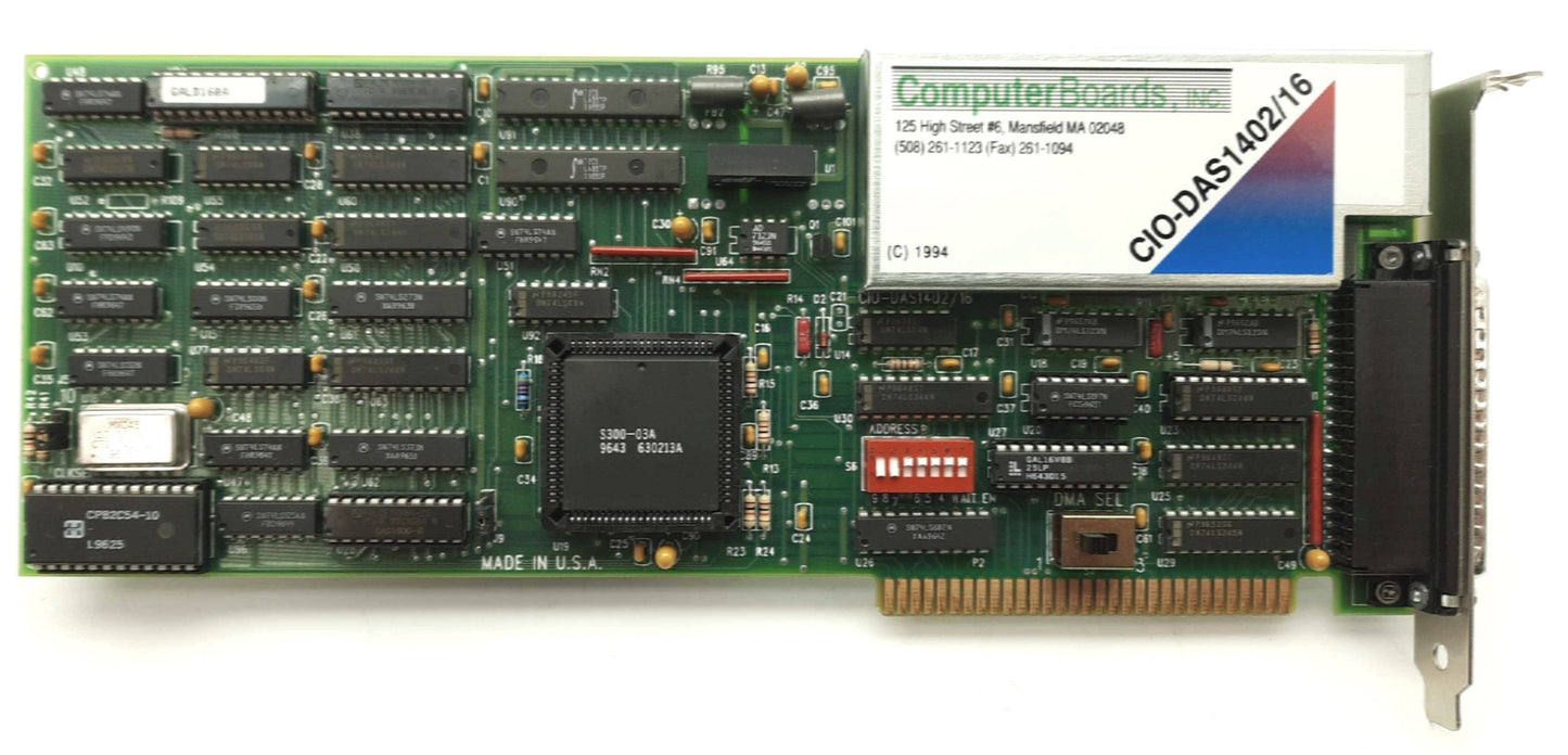 Used Computer Boards Inc CIO-DAS1402/16 DAQ Card, 8-bit ISA, 16-Channel 16-Bit 100Khz