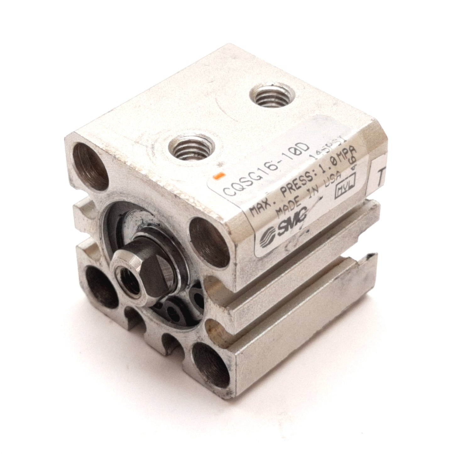 Used SMC CQSG16-10D Compact Cylinder, Bore: 16mm, Stroke: 10mm, 1.0MPa, M5x0.8