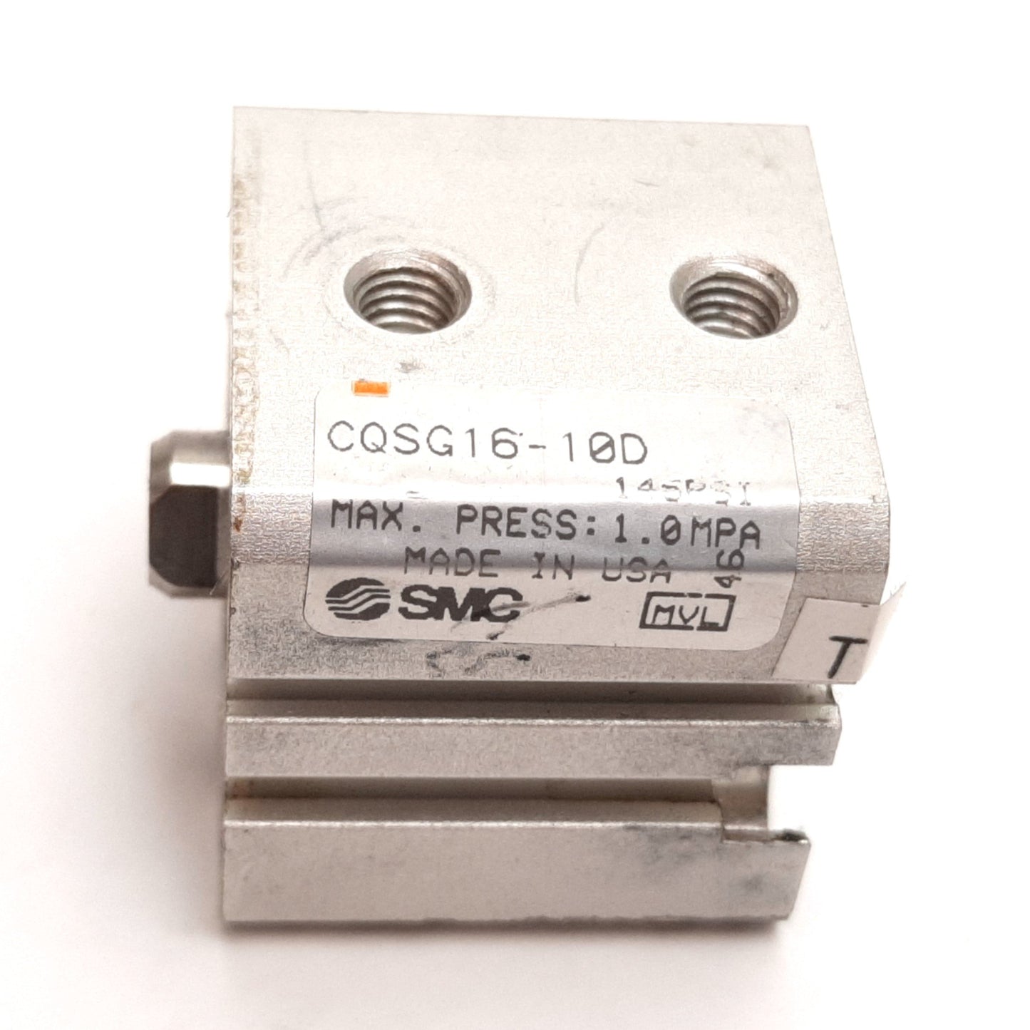 Used SMC CQSG16-10D Compact Cylinder, Bore: 16mm, Stroke: 10mm, 1.0MPa, M5x0.8