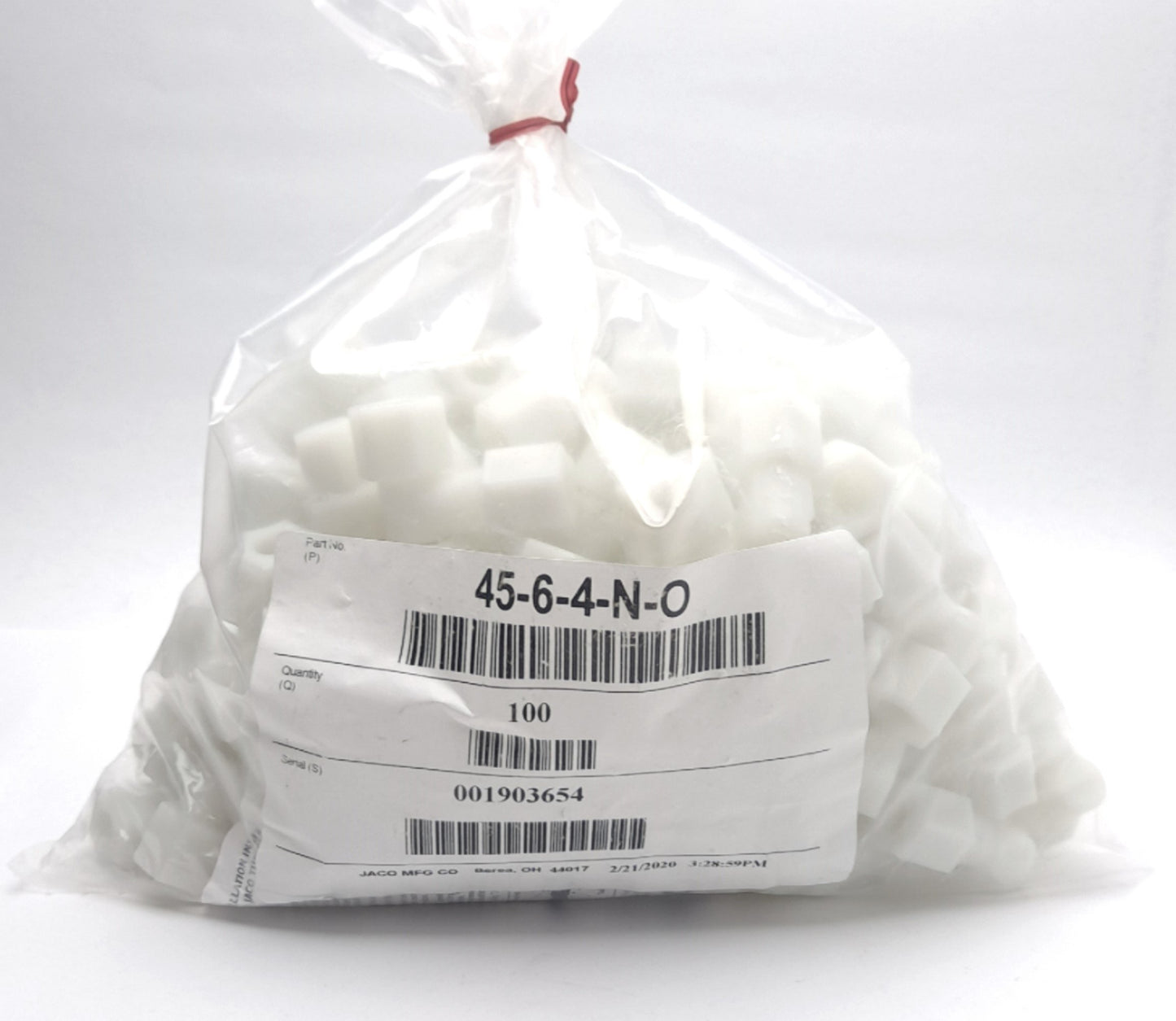 New – Open box Lot of 100 JACO 45-6-4-N-O Nylon 6 Elbow Fittings, Female Connector, 3/8" Tubing