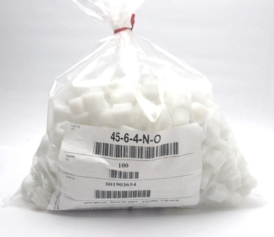 New – Open box Lot of 100 JACO 45-6-4-N-O Nylon 6 Elbow Fittings, Female Connector, 3/8" Tubing