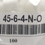 New – Open box Lot of 100 JACO 45-6-4-N-O Nylon 6 Elbow Fittings, Female Connector, 3/8" Tubing