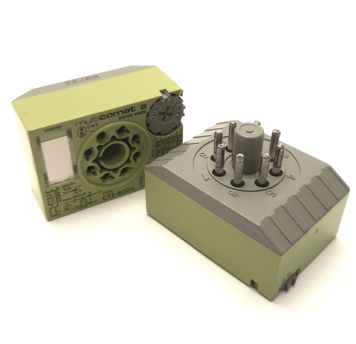 Used Lot of 2 Multicomat CT2-B20/L Timer Cube/Socket Relay 380v 10A, 0.2s-12m, 20-65V